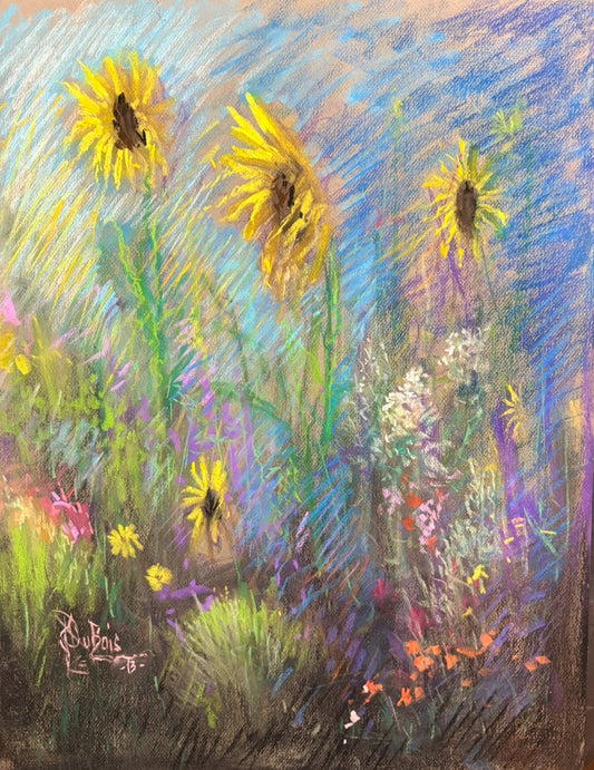 Denver botanic Gardens sunflowers Original pastel 19” x 25”. 2013