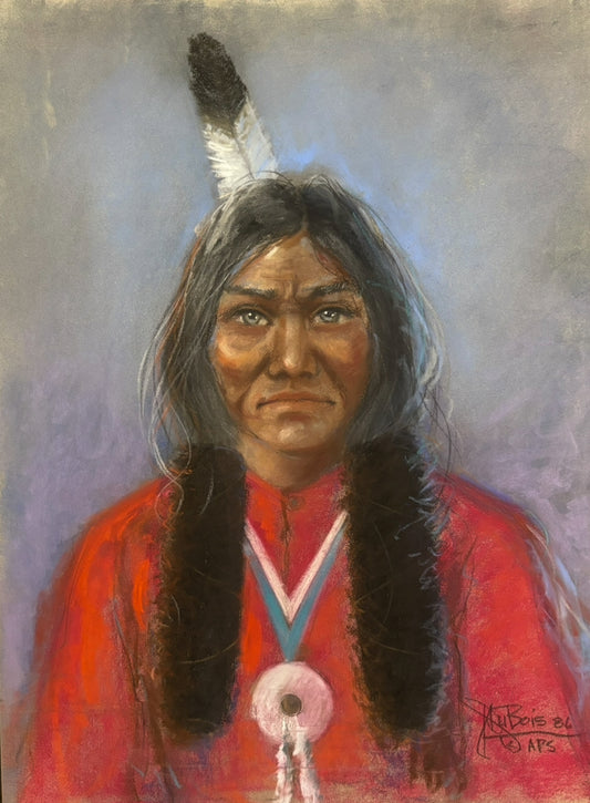 Gray Eyes Indian Man 20”x 26”original pastel.  1986