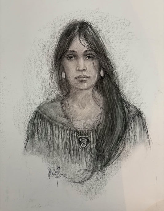 Native woman study original charcoal 13 x 19